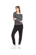 Charcoal Basic Stretch Long Sleeve Top