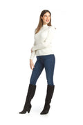 WHITE Ribbed Stretch Mock Neck Top