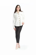 Cream Stretchy Corduroy Front Collared Shirt