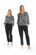 NAVY Animal Print Cuffed Blouse