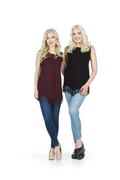 WINE Knit Pointed and Tassle Hem Top