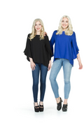 Blue Ruffle Bell Sleeve Top