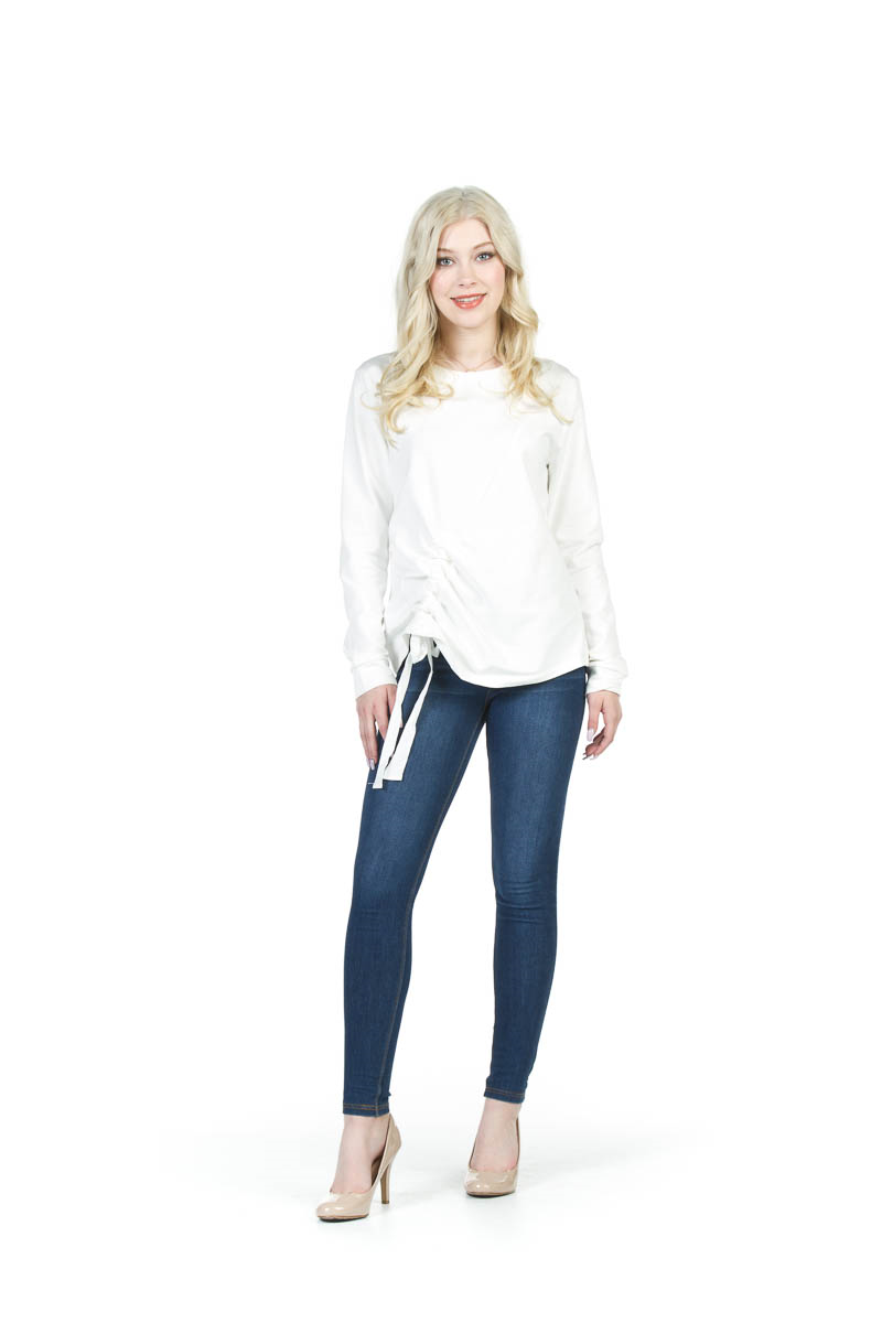 ivory Ribbon Drawstring Sweatshirt Top