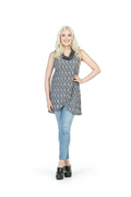 grey Distressed Crossover Tunic with Cowl Neck