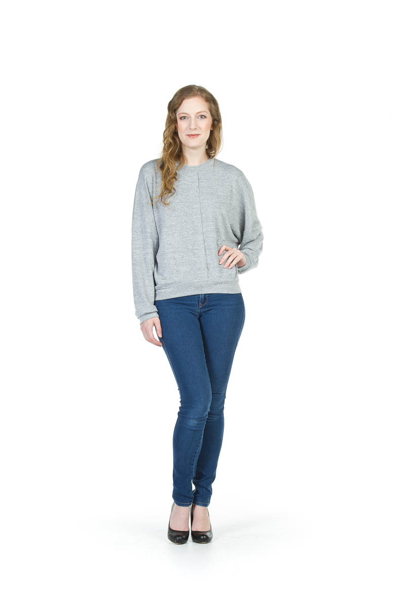 LIGHT GREY Cropped Oversized Long Sleeve Top