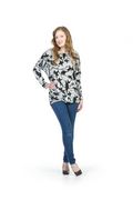 Black Bird and floral Print Sweatshirt