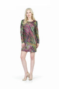 PINK Abstract Print Long Sleeve Sweater Dress