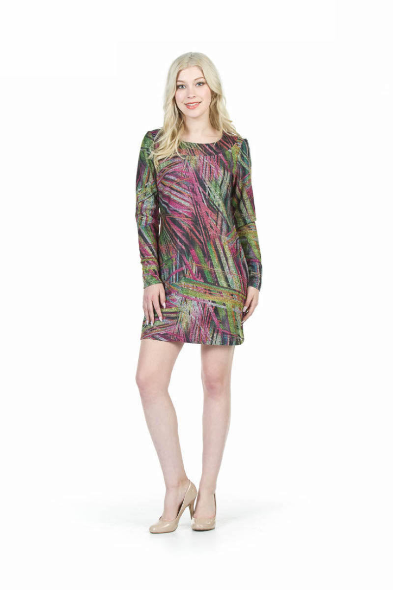 PINK Abstract Print Long Sleeve Sweater Dress
