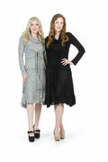 GREY Knit Patchwork Dress with Front Tie