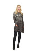 TAUPE Geo Design A-Line Sweater Dress
