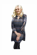 BLUE Multi Stripe  Open Sleeve Dress