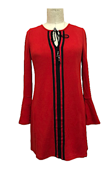 BURGN Bell Sleeve V Neck w Track Stripe