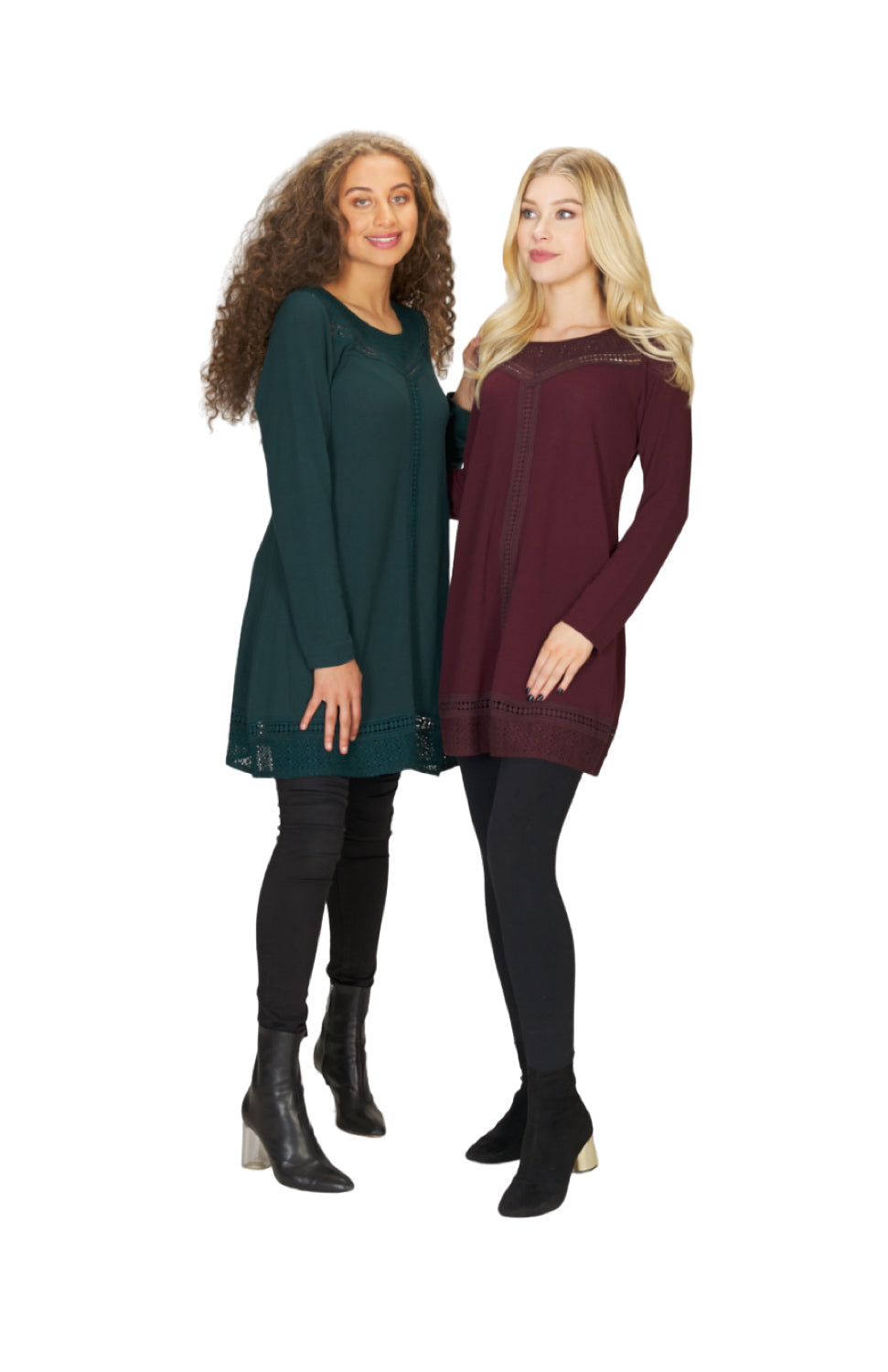 NAVY Lace Inset ALline Sweater Dress