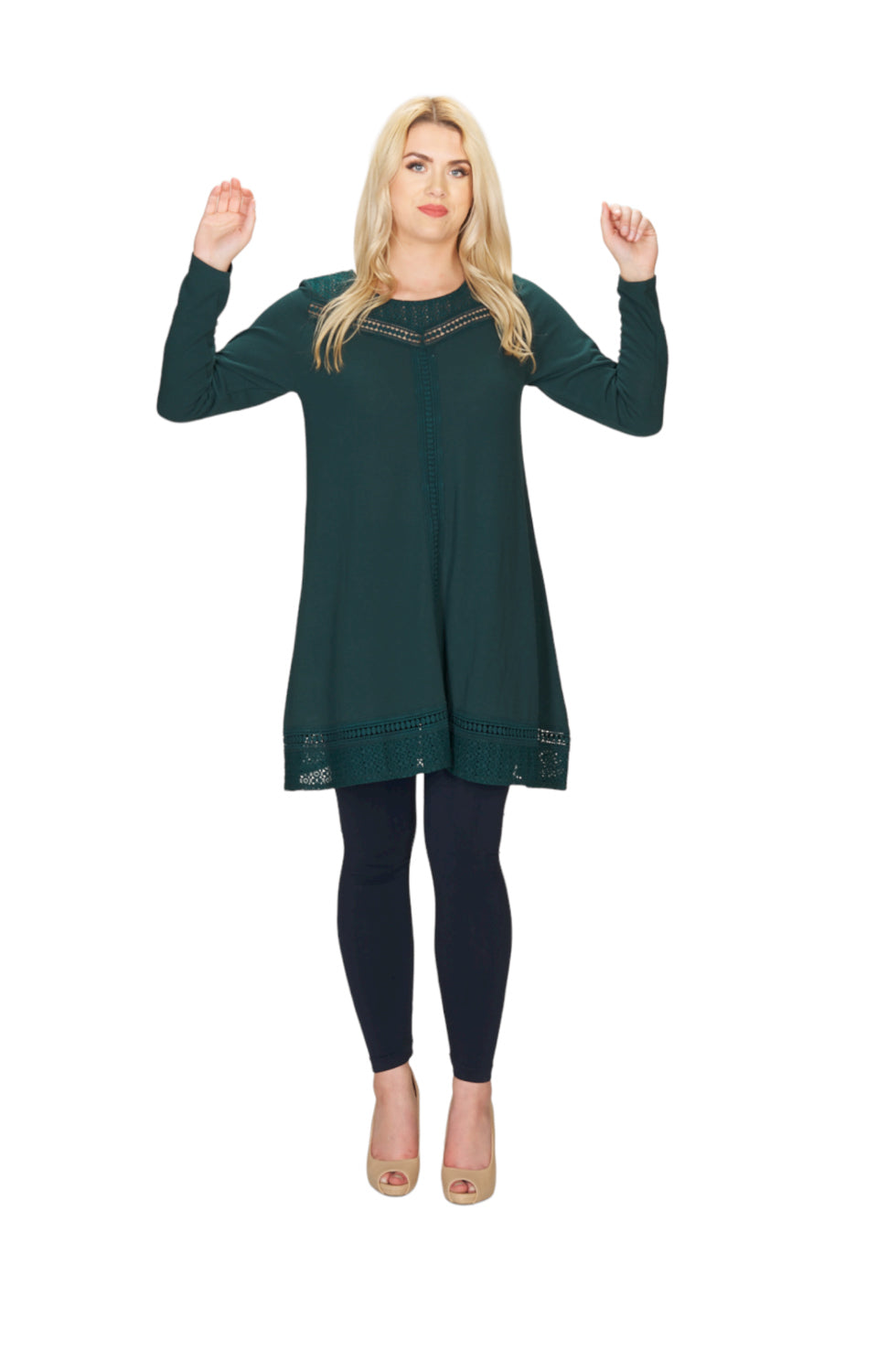 EMERA Lace Inset ALline Sweater Dress