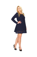 NAVY Lace Inset ALline Sweater Dress