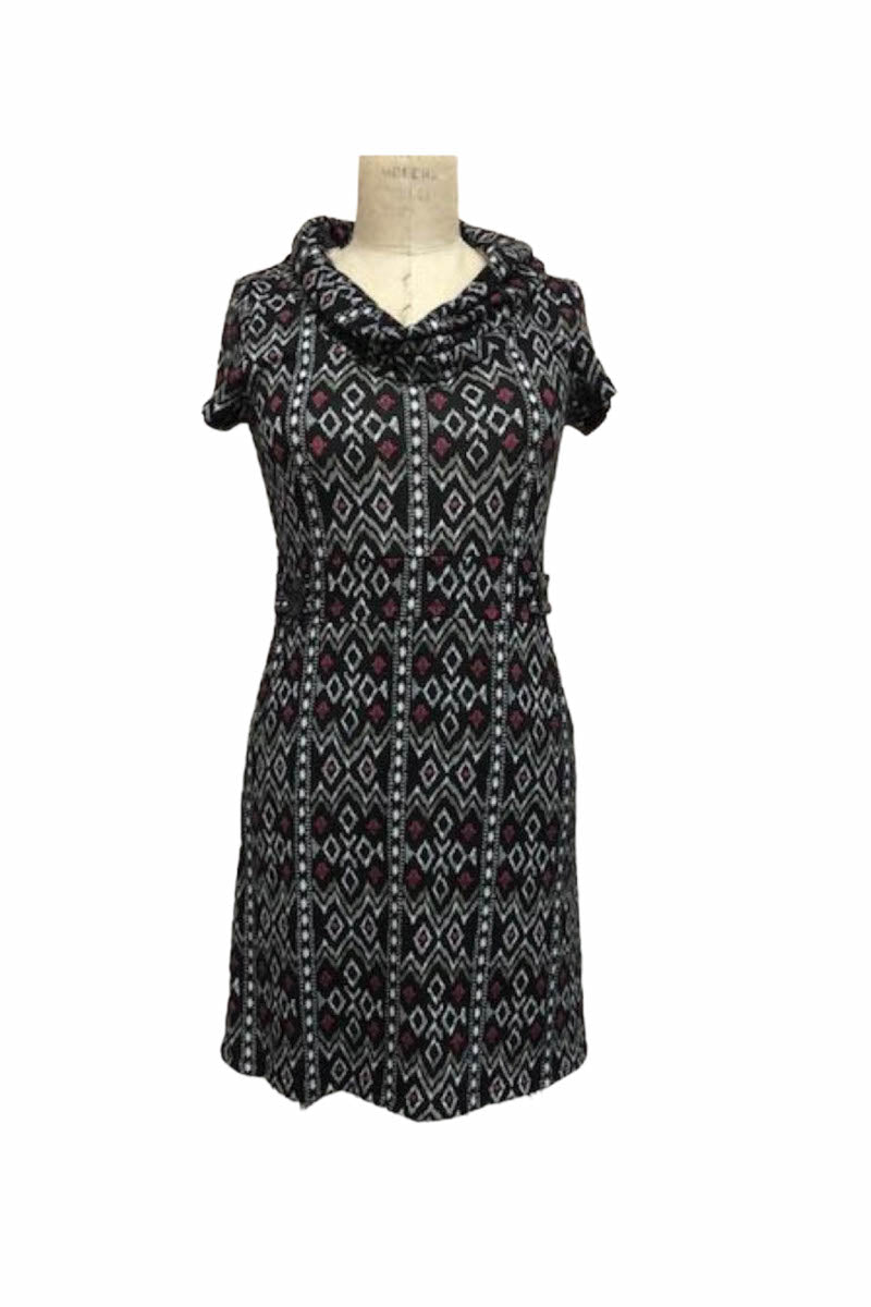 NAVY Aztec Print Short Sleeve SD with Pockets