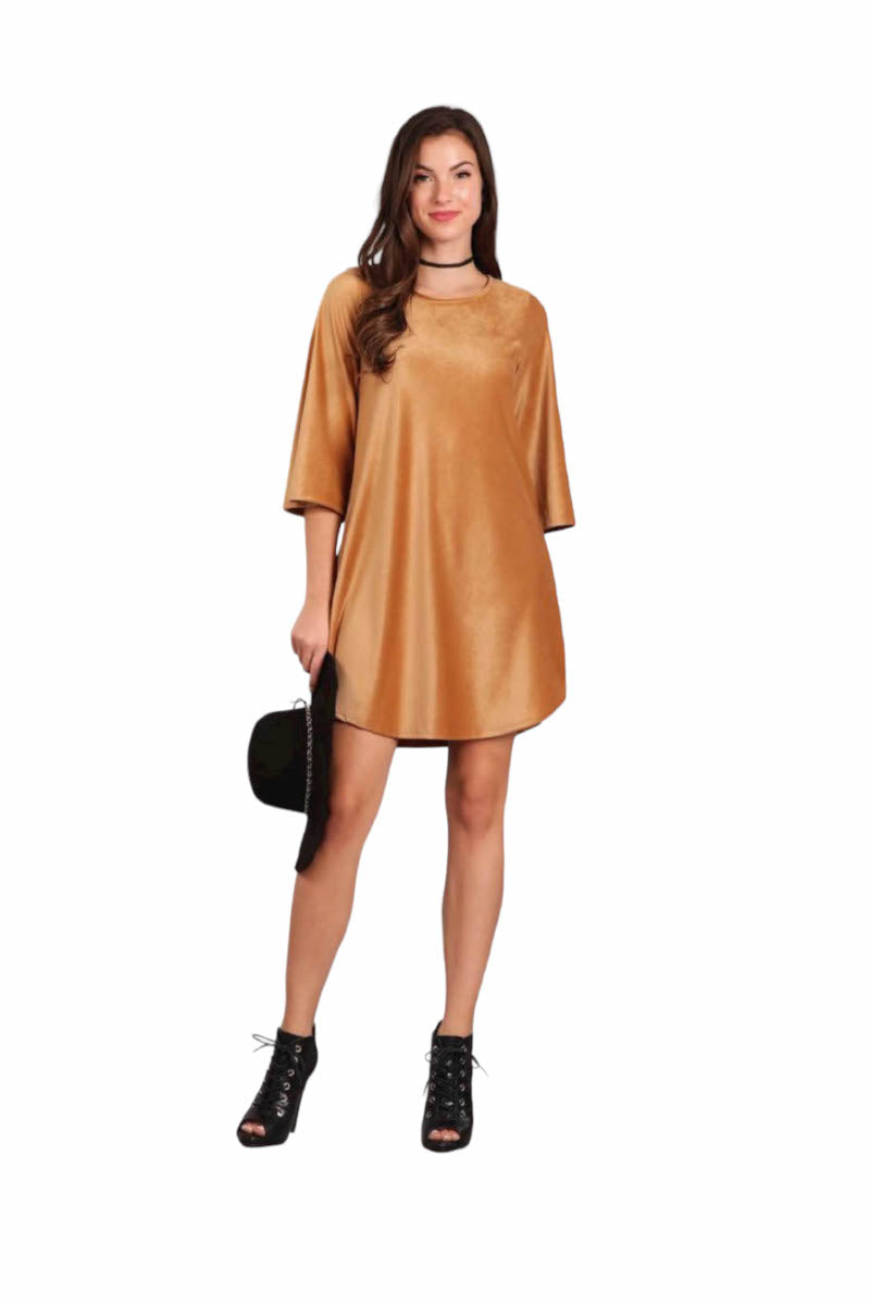 GREEN CHENNILE A- LINE DRESS