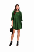 GREEN CHENNILE A- LINE DRESS