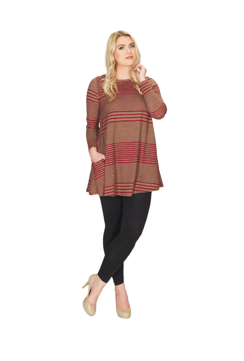 BLACK Multi Stripe A-Line Dress with Pockets