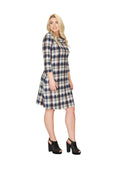 BLUE Blue Milti Plaid Cowl Neck Midi Sweater Dress
