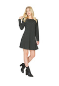 GREEN Ribbed Panel A-line Dress