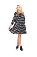 GREY Geo Print A-Line Sweater Dress with Pockets