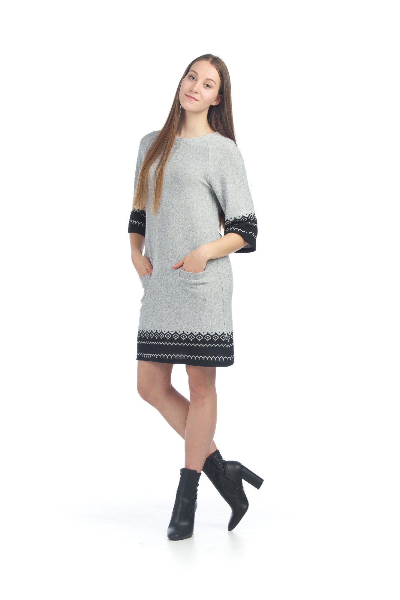 LGREY Geo Border Print Sweater Dress