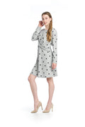 GREY Polka Dot Stretch Sweater Dress  with Knotted