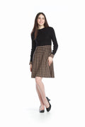 CAMEL Ribbed Skter Dress with Houndstooth Skirt