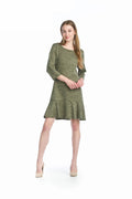 KHAKI Heathered 3/4 Sleeve Sweater Dress