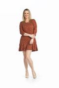 RUST Heathered 3/4 Sleeve Sweater Dress