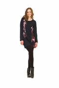 NAVY snake print patch sweater dress