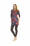 MULTI Water color geo print sweater dress