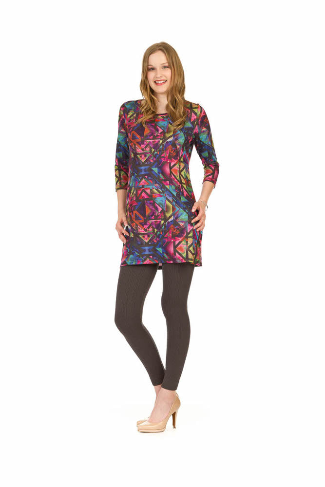 MULTI Water color geo print sweater dress
