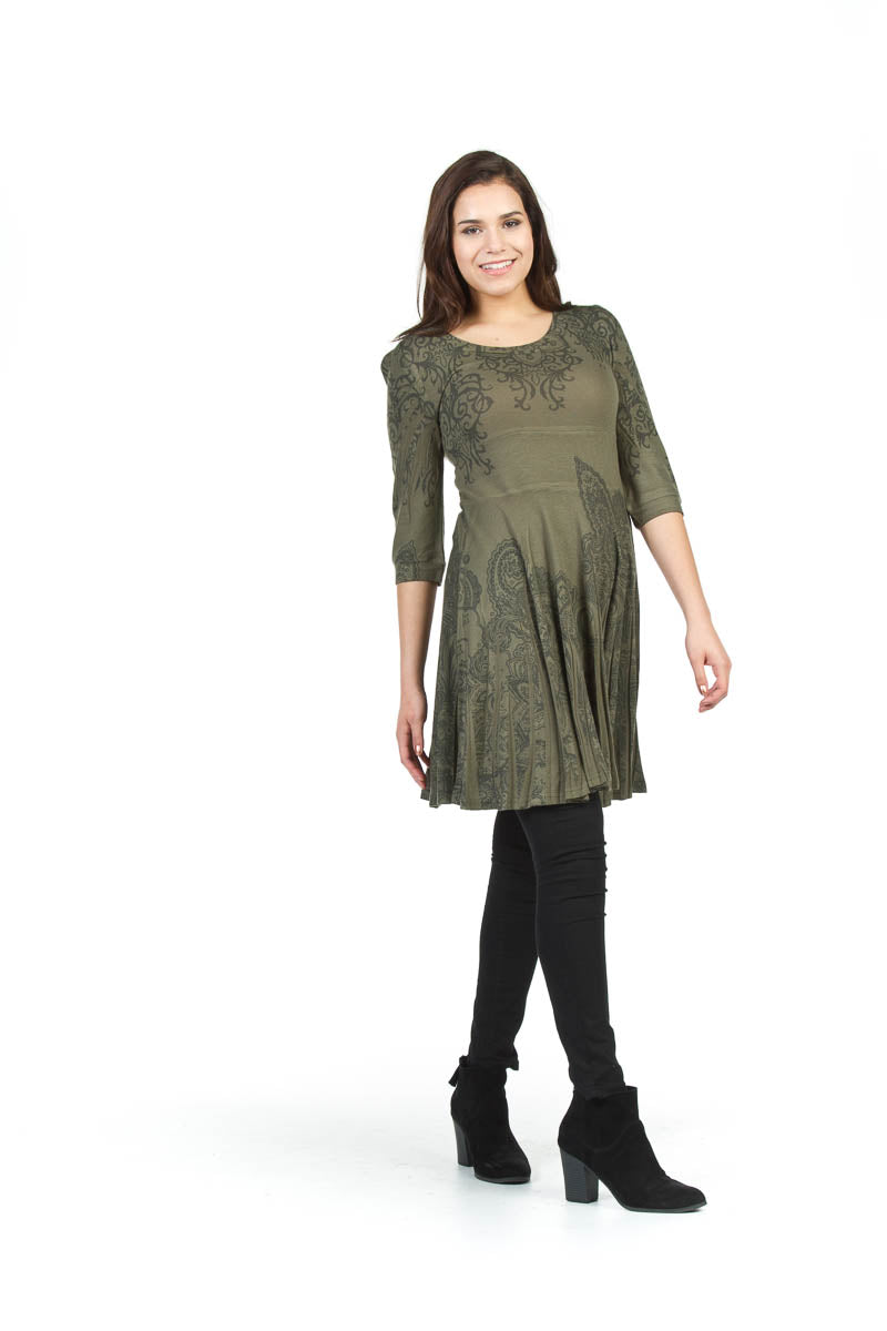 KHAKI Sublimation skirt paisley print dress