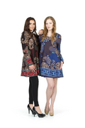 BURGN Paneled L/S Border Paisley Border Print Dress