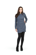 BLUE Medallion Print Wrap Style W Gathered Waist Dress
