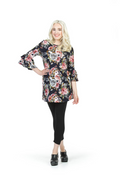 NAVY Large Floral A-Line SD with Ruffle Sleeves