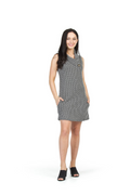 BLACK Textured Sleeveless Dress with Pockets