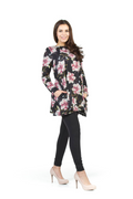 BLACK Floral A-Line Sweater Dress with Pockets