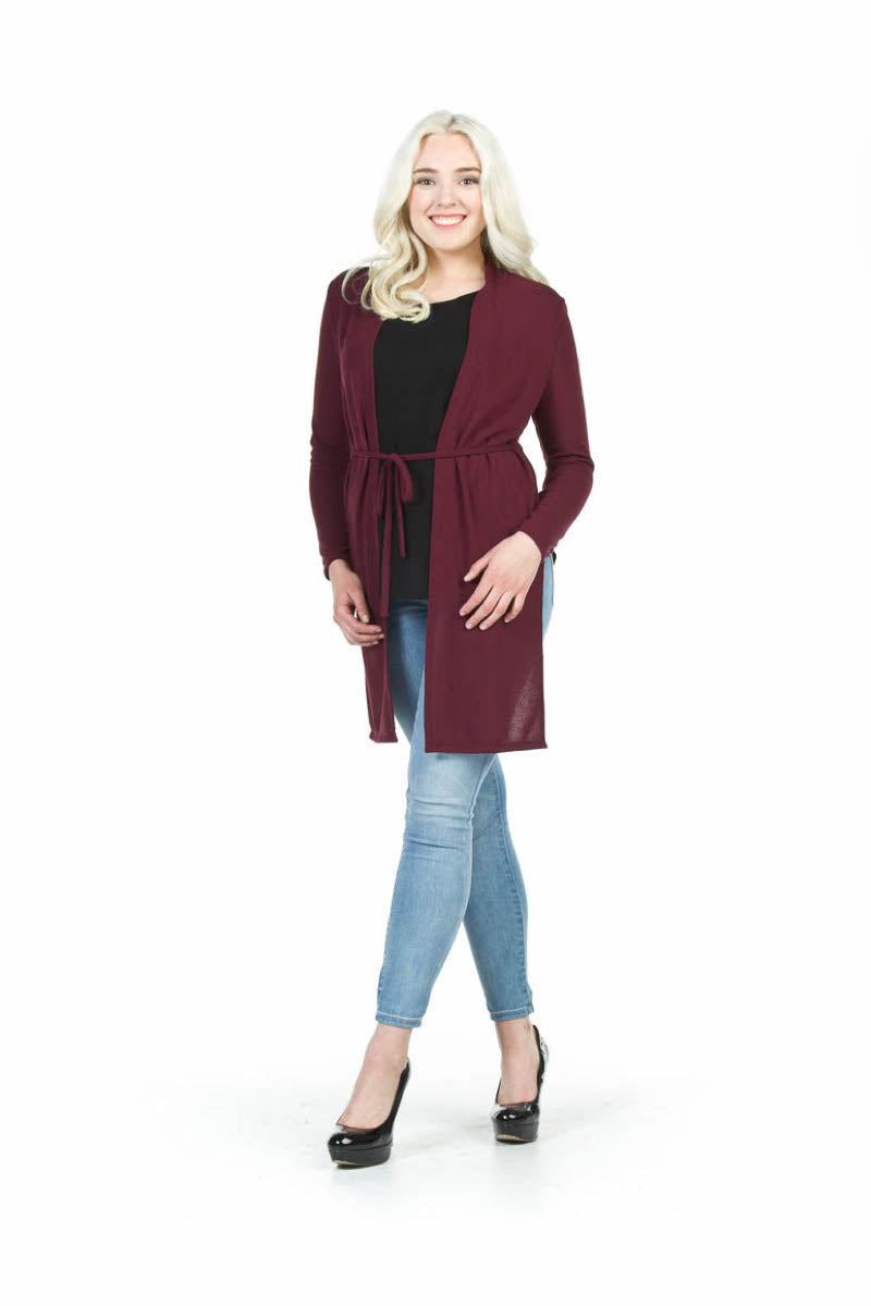 WINE Tie front cardigan