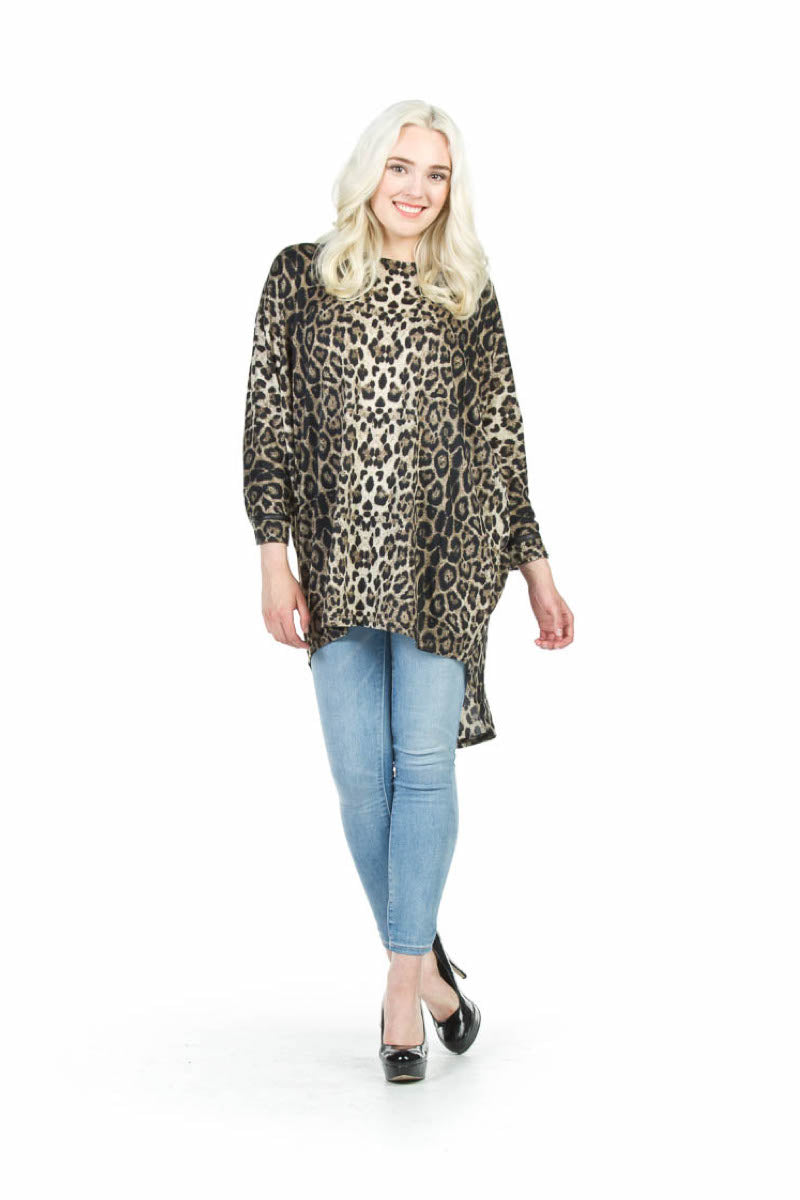 BROWN Leopard Print Oversized Soft Sweatshirt