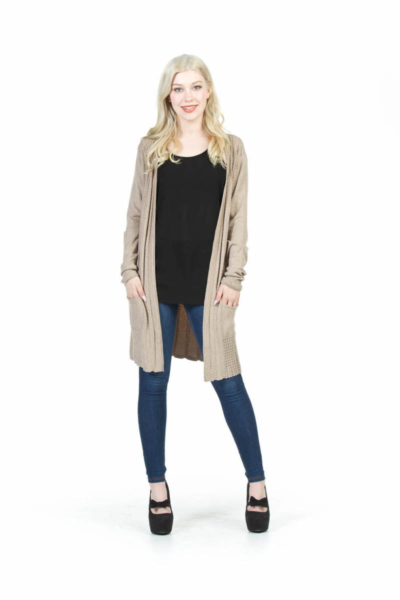 KHAKI Soft Textured Cardigan with Pockets