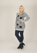 GREY Lurex Polka Dot Oversize Sweater