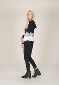 NAVY Color Blocked Textured Sweater with Hood