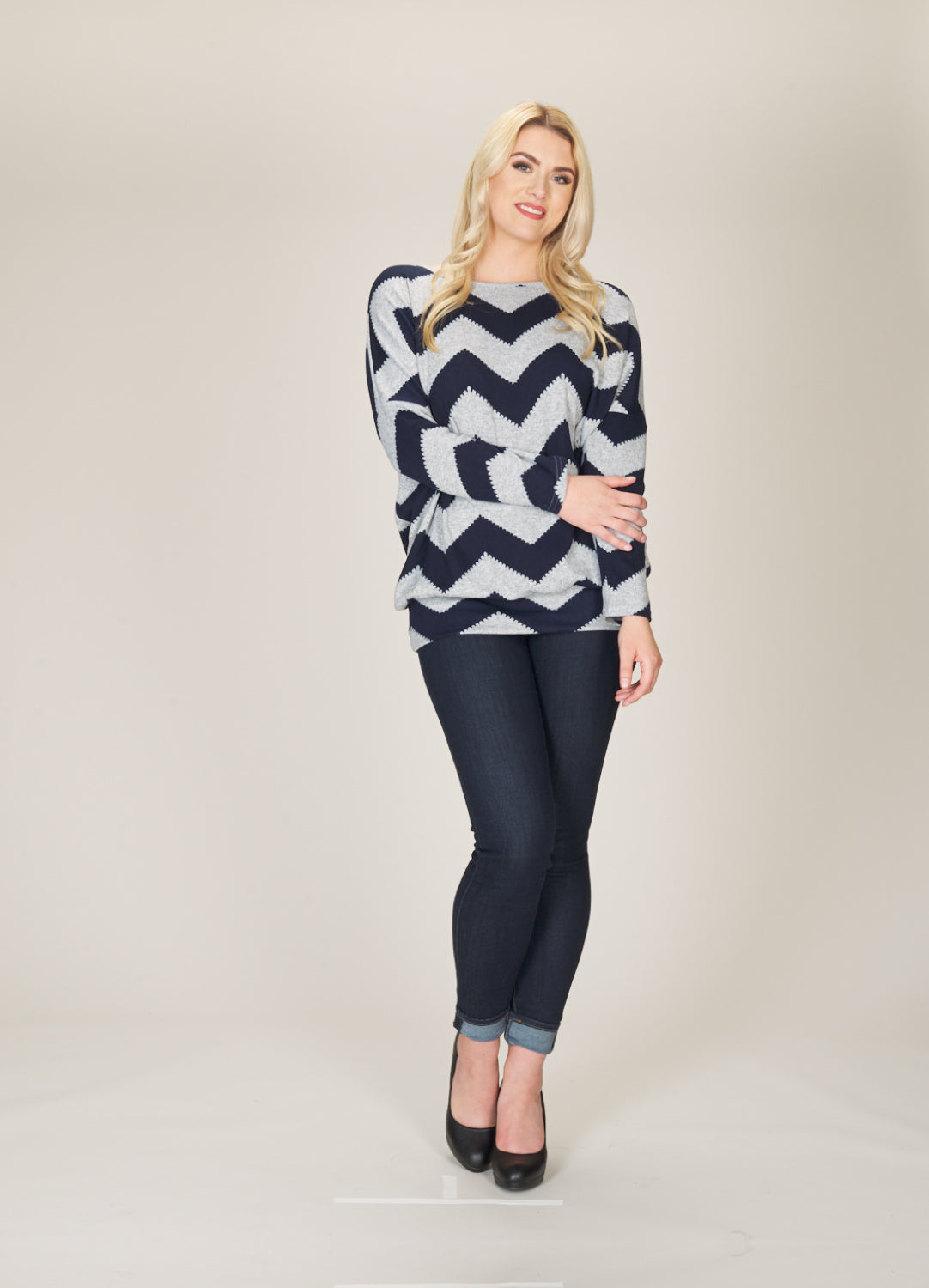 NAVY Chevron Print Sweatshirt