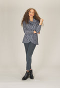BLUE Textured Heathered Cowl Neck Faux Wrap Cardi