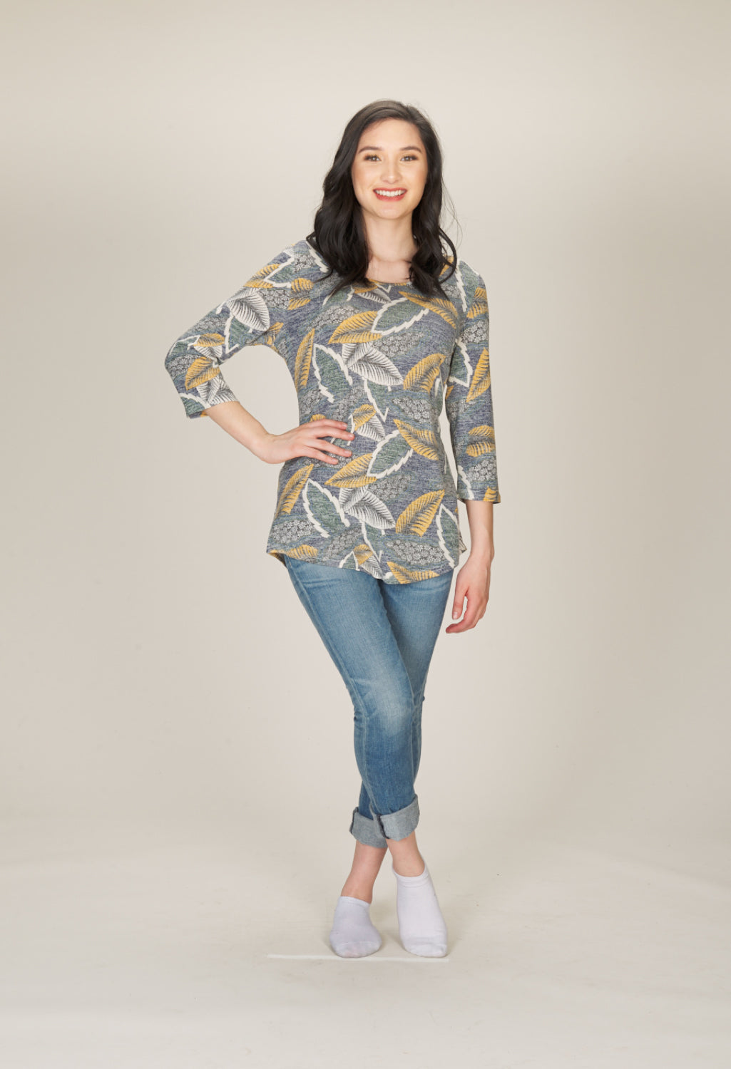 GREY Leaf Design Soft Sweater