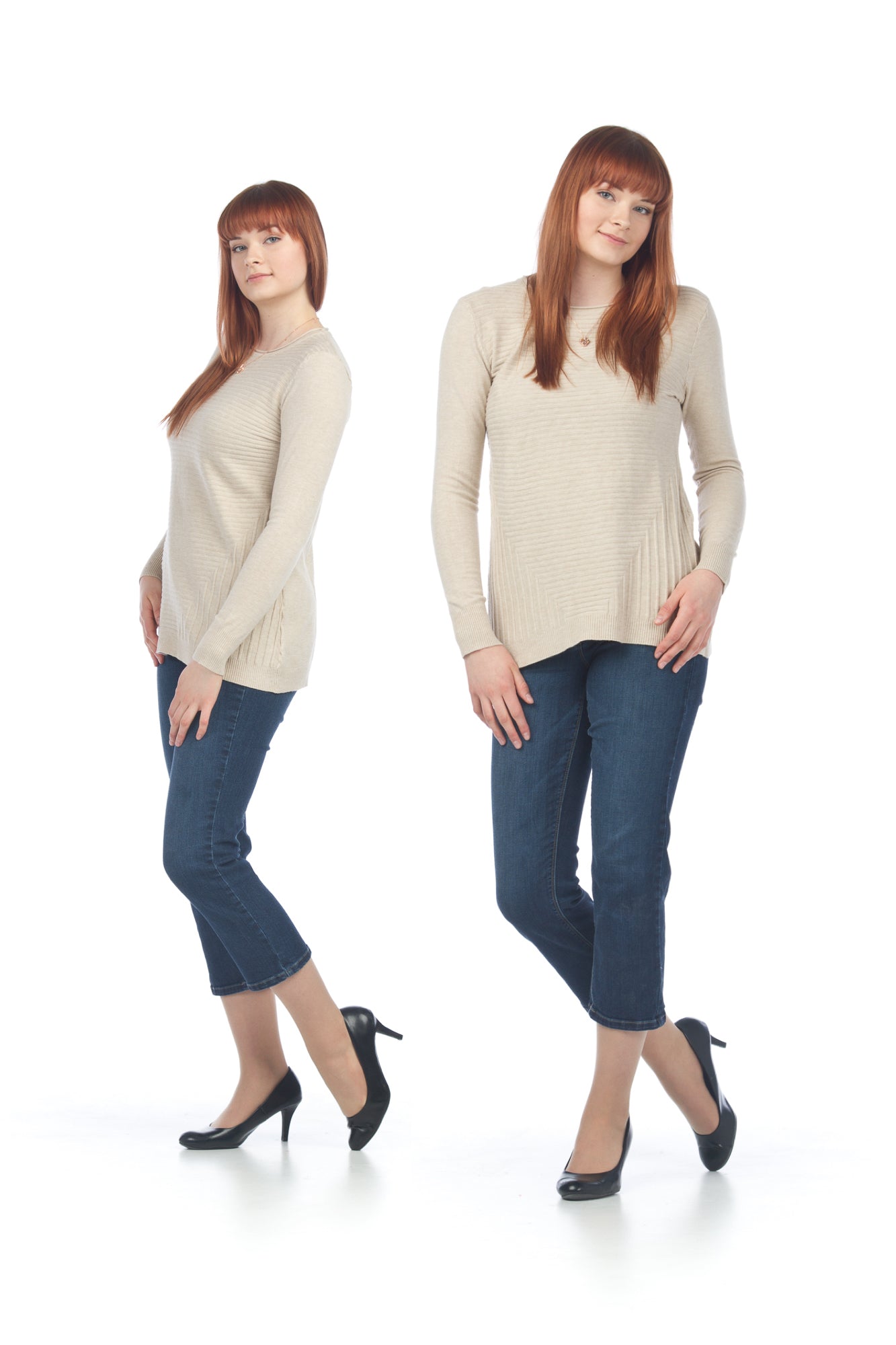 BEIGE Assymetrical Stripe Sweater