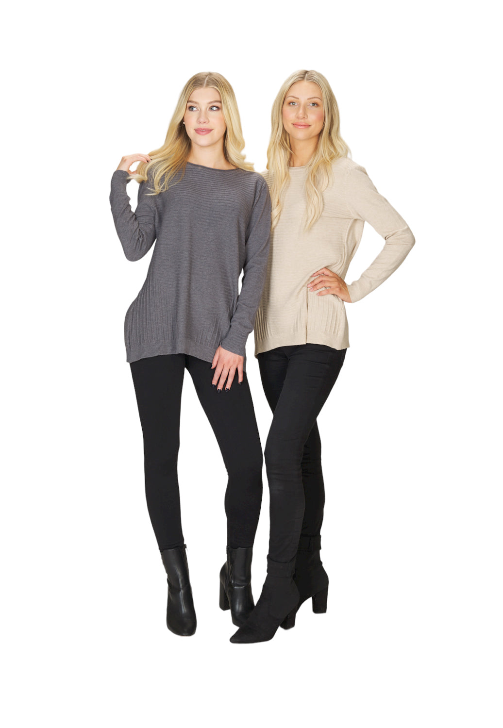 GREY Assymetrical Stripe Sweater